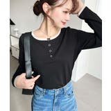 配色レイヤードライクヘンリーネックシアーロンT | moment+ | 詳細画像10 