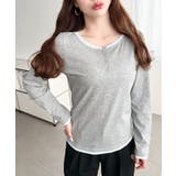 配色レイヤードライクヘンリーネックシアーロンT | moment+ | 詳細画像16 