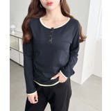 配色レイヤードライクヘンリーネックシアーロンT | moment+ | 詳細画像19 