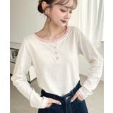 配色レイヤードライクヘンリーネックシアーロンT | moment+ | 詳細画像4 