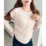 配色レイヤードカーデ風ドロストリボンシアープルオーバー | moment+ | 詳細画像13 