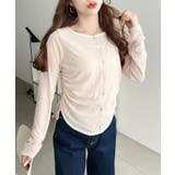 配色レイヤードカーデ風ドロストリボンシアープルオーバー | moment+ | 詳細画像16 