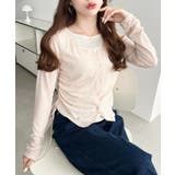 配色レイヤードカーデ風ドロストリボンシアープルオーバー | moment+ | 詳細画像17 