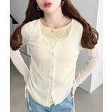 配色レイヤードカーデ風ドロストリボンシアープルオーバー | moment+ | 詳細画像2 