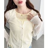 配色レイヤードカーデ風ドロストリボンシアープルオーバー | moment+ | 詳細画像3 