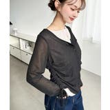 配色レイヤードカーデ風ドロストリボンシアープルオーバー | moment+ | 詳細画像9 