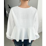 ブロックジャガードヘンリーネック長袖ペプラムブラウス | moment+ | 詳細画像11 