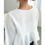 ブロックジャガードヘンリーネック長袖ペプラムブラウス | moment+ | 詳細画像12 