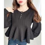 ブロックジャガードヘンリーネック長袖ペプラムブラウス | moment+ | 詳細画像16 