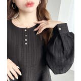 ブロックジャガードヘンリーネック長袖ペプラムブラウス | moment+ | 詳細画像17 