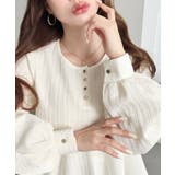 ブロックジャガードヘンリーネック長袖ペプラムブラウス | moment+ | 詳細画像21 