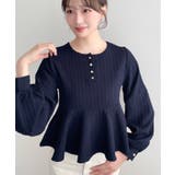ブロックジャガードヘンリーネック長袖ペプラムブラウス | moment+ | 詳細画像23 