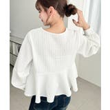 ブロックジャガードヘンリーネック長袖ペプラムブラウス | moment+ | 詳細画像5 