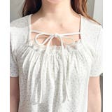 レイヤードデザインデコルテリボンリブカットソー半袖トップス | moment+ | 詳細画像14 