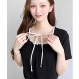 レイヤードデザインデコルテリボンリブカットソー半袖トップス | moment+ | 詳細画像18 