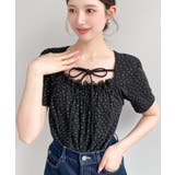 レイヤードデザインデコルテリボンリブカットソー半袖トップス | moment+ | 詳細画像24 