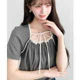 レイヤードデザインデコルテリボンリブカットソー半袖トップス | moment+ | 詳細画像29 