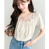 レイヤードデザインデコルテリボンリブカットソー半袖トップス | moment+ | 詳細画像37 