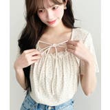 レイヤードデザインデコルテリボンリブカットソー半袖トップス | moment+ | 詳細画像38 