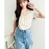 レイヤードデザインデコルテリボンリブカットソー半袖トップス | moment+ | 詳細画像40 