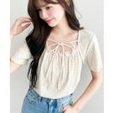 イエロー系その他 | レイヤードデザインデコルテリボンリブカットソー半袖トップス | moment+