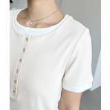 リブカットソーレイヤード風ヘンリー半袖Tシャツ | moment+ | 詳細画像10 
