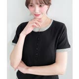 リブカットソーレイヤード風ヘンリー半袖Tシャツ | moment+ | 詳細画像16 