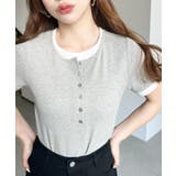 リブカットソーレイヤード風ヘンリー半袖Tシャツ | moment+ | 詳細画像20 