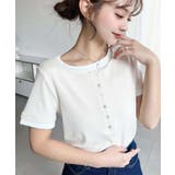 アイボリー | リブカットソーレイヤード風ヘンリー半袖Tシャツ | moment+