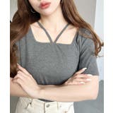 スクエアホルターネック半袖プルオーバー テレコリブ | moment+ | 詳細画像17 