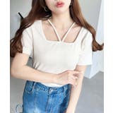 スクエアホルターネック半袖プルオーバー テレコリブ | moment+ | 詳細画像4 