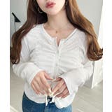 シャーリング長袖カーディガン | moment+ | 詳細画像4 