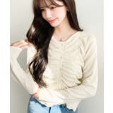 ナチュラル | シャーリング長袖カーディガン | moment+