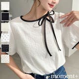 無地＆ドットプリント配色パイピングプルオーバー | moment+ | 詳細画像1 