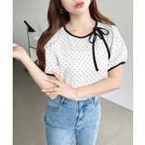 無地＆ドットプリント配色パイピングプルオーバー | moment+ | 詳細画像11 