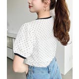 無地＆ドットプリント配色パイピングプルオーバー | moment+ | 詳細画像12 