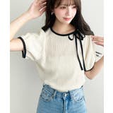 無地＆ドットプリント配色パイピングプルオーバー | moment+ | 詳細画像31 