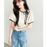 無地＆ドットプリント配色パイピングプルオーバー | moment+ | 詳細画像32 