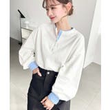 ヘンリーネックバイカラー配色リブロンT | moment+ | 詳細画像4 