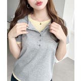 ヘンリーネックレイヤード半袖Tシャツ | moment+ | 詳細画像18 