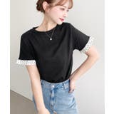 配色ドット袖口フリル半袖Tシャツ | moment+ | 詳細画像10 