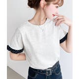 配色ドット袖口フリル半袖Tシャツ | moment+ | 詳細画像13 