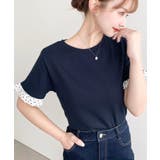 配色ドット袖口フリル半袖Tシャツ | moment+ | 詳細画像18 