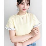 配色ドット袖口フリル半袖Tシャツ | moment+ | 詳細画像21 