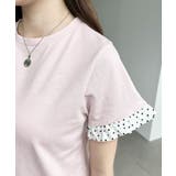 配色ドット袖口フリル半袖Tシャツ | moment+ | 詳細画像31 