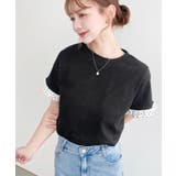 配色ドット袖口フリル半袖Tシャツ | moment+ | 詳細画像9 