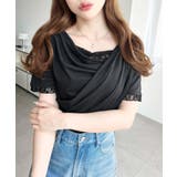 レースドッキングドレープ半袖Tシャツ | moment+ | 詳細画像18