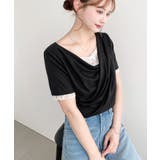 レースドッキングドレープ半袖Tシャツ | moment+ | 詳細画像23
