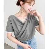 レースドッキングドレープ半袖Tシャツ | moment+ | 詳細画像24