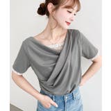 レースドッキングドレープ半袖Tシャツ | moment+ | 詳細画像25